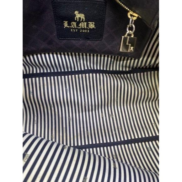 lamb shopping xl l black tan coated canvas tote - Picture 10 of 11